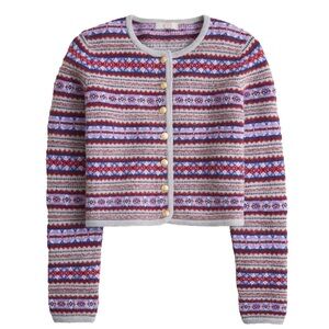 J. Crew Fair Isle Lady Jacket in Boiled Wool Blend